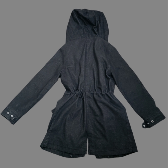 Avec Les Filles Convertible Fur Charcoal Denim Parka Coat - Picture 4 of 4